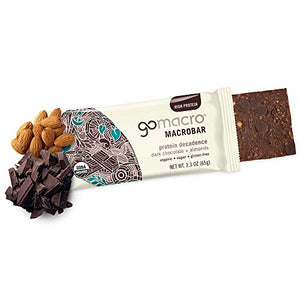 GoMacro MacroBar Organic Vegan Protein Bars - Dark Chocolate + Almonds (2.3 Ounce Bars, 12 Count)