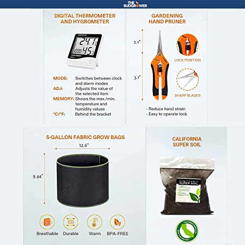 The Bud Grower Complete Indoor Grow Kit with Fan, Soil, 24"x24"x60" Hut - Everything You Need to Grow Plants Inside