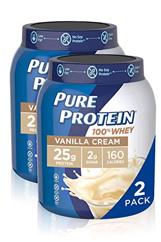 Whey Protein Powder by Pure Protein, Gluten Free, Vanilla Cream, 1.75lbs, 2 Pack