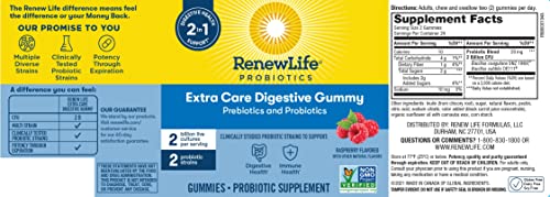 Renew Life Extra Care Digestive* Gummy; Prebiotics and Probiotics; 48ct. (Pack May Vary) (Package May Vary)