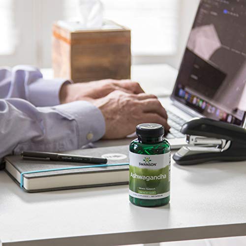 Swanson Ashwagandha Powder Supplement-Ashwagandha Root & Aerial Parts Supplement Promoting Stress Relief & Energy Support-Ayurvedic Supplement for Natural Wellness (100 Capsules, 450mg Each) 3 Pack