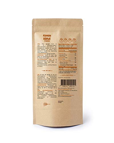 Amazon Andes - Aguaje Fruit Powder - 5.2 Ounce (40 Servings) - Non GMO - Vegan - 100% Natural and Pure - buriti Wild Harvested in Peru