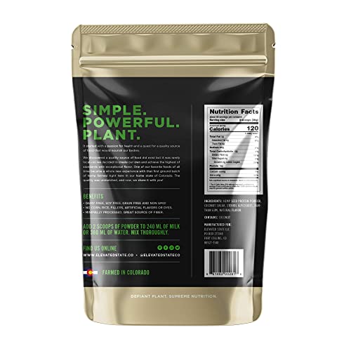 Elevated State Hemp Protein Powder - 32 Fl. Oz. Plant Based Fiber Protein Powder with Amino Acids and Antioxidants - Vanilla Cookie Flavor - Paleo, Keto, and Vegan-Friendly - Locally Sourced in USA