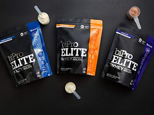 BiPro Elite to-Go 100% Whey Protein Powder Isolate for High-Intensity Fitness, Chocolate, 12 Single-Serve Packets - Approved for Sport, Sugar Free, Suitable for Lactose Intolerance, Gluten Free