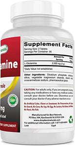 Best Naturals L-Glutamine 1000 mg 180 Tablets (180 Count (Pack of 2))