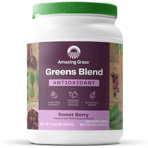 Amazing Grass Greens Blend Antioxidant: Super Greens Powder with Spirulina, Beet Root Powder,Elderberry & Probiotics, Sweet Berry, 100 Servings (Packaging May Vary)