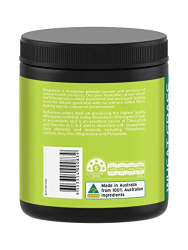 Biogenesis Australia Wheat Grass Powder | 100% Natural, Support Immune System, Plant Based Protein, Vegan Friendly | Antioxidant, Superfood, High Vitamins and Minerals | 150 GMS