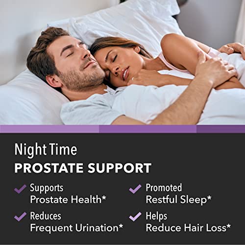 Saw Palmetto Prostate Supplements for Men as Potent DHT Blocker for Hair Growth and Beta Blocker to Decrease Frequent Urination (100 Count, Night Time)