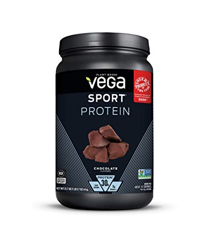 Vega Sport Protein Powder Chocolate (14 servings, 21.7 oz) - Plant-Based Vegan Protein Powder, BCAAs, Amino Acid, tart cherry, Non Dairy, Gluten Free, Non GMO (Packaging May Vary)