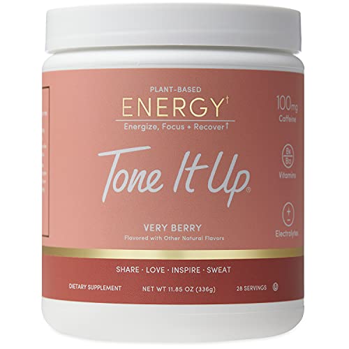 Tone It Up Energy Booster - Pre Workout Powder for Women - 28 Servings - Caffeine and Electrolytes Provides Energy and Focus - Non-Dairy Gluten Free, Kosher, Non-GMO - Very Berry - 10g of Protein