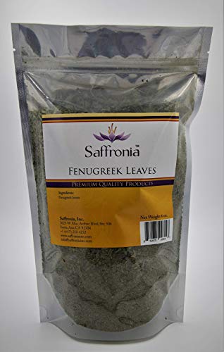 Saffronia Dried Fenugreek Leaves - Premium Quality Product All Natural Sun dried Gluten Free Non GMO Kasuri Methi - 6 Oz