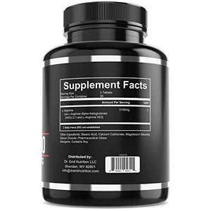 Dr. Emil - L Arginine (3150mg) Highest Capsule Dose - Nitric Oxide Supplement for Muscle Growth, Vascularity, Endurance and Heart Health (AAKG and HCL) - 90 Tablets