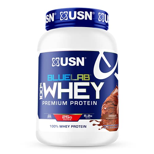 USN Supplements BlueLab 100 Percent Whey Protein Powder - Keto Friendly, Low Carb and Low Calorie, Chocolate, 2 Pounds (FWHB0008002)