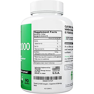 Fitcode CLA1000 Conjugated Linoleic Acid, Soft Gel, Stimulant Free Weight Loss Supplement (90 Servings)
