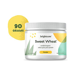 Brightcore Nutrition - Sweet Wheat, Wheat Grass Juice Powder, Green Superfood for Digestive Health and Immune Boost, Nutrient-Rich Wheatgrass Juice Drink, 90 Grams