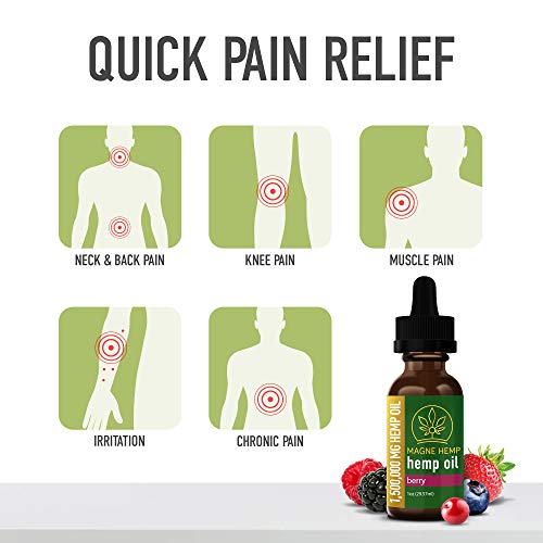 MAGNEHEMP - 1,500,000MG Berry Flavored Hemp Oil Extract for Pain & Stress, Hemp Oil Drops for Better Sleep