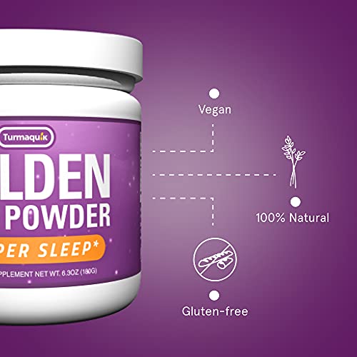 Organic Golden Moon Milk Turmeric Powder Mix, Super Sleep (180 Servings) + Superfood Blend of Melatonin, Valerian, Chamomile, Lemon Balm, Ginger, Black Pepper, Curcumin, Cinnamon, Cardamom - Turmaquik
