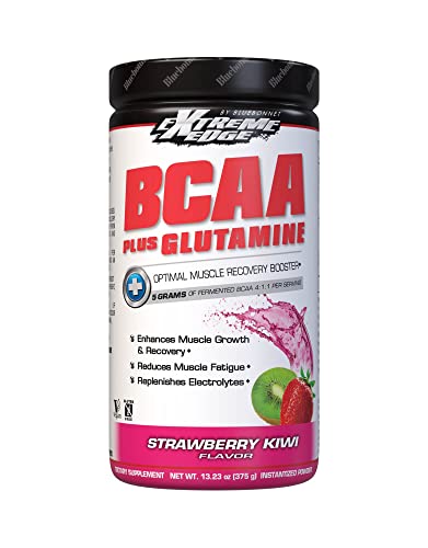 Bluebonnet Nutrition Extreme Edge Bcaa + Glutamine Powder, Enhances Muscle Growth & Recovery*, Reduces Muscle Fatigue*, Soy-Free, Gluten-Free, Vegan, Strawberry Kiwi, 13.23 Ounce, 30 Servings