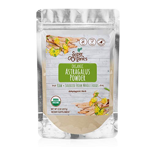 Super Organics Astragalus Root Powder | Natural Stress Support – Vegan, Gluten-Free & Non-GMO, 8 Oz