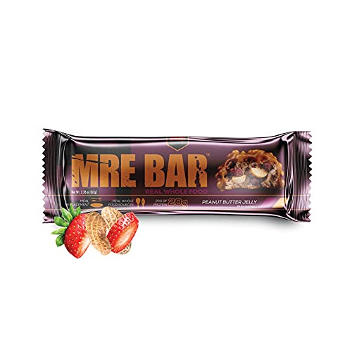 Redcon1 MRE Bar - Meal Replacement Protein Bar (1 Box / 12 Bars), Real Whole Food Sourced Protein, Real Food Taste, 20g Protein (Peanut Butter Jelly)
