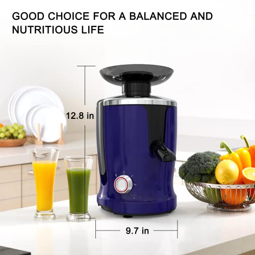Electric Juicer, Centrifugal Juicers Machine for Fruit / Vegetables with Wide Feed Chute, 600W Updated Motor Fast Juice, Non-slip Design, BPA Free, Easy Clean with Brush… (Blue)