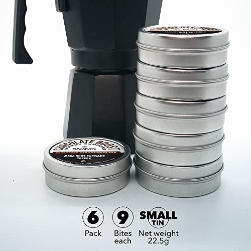Southeast Chocolates Boost Bites - Sugar-Free Dark Chocolate Bites – Sugar Free with Maca Root Extract and Coffee to Support Physical Endurance and Memory Concentration – Vegan, Dairy-Free. Soy-Free and All Natural (Small Tin 6 Pack/9 Bites ea.)