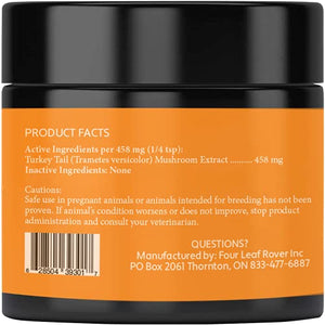 Four Leaf Rover: Turkey Tail Mushroom Extract - Critical Immune Support and Prebiotic for Dogs - Up to 200 Servings, Depending on Dog’s Weight - Rich in Beta-Glucans - Vet Formulated - for All Breeds