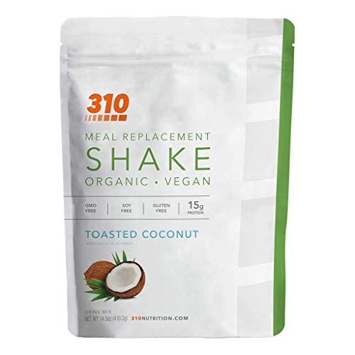 Vegan Organic Plant Protein Powder and Meal Replacement Shake - By 310 Nutrition - Gluten, Dairy and Soy Free - 0g of Sugar | Keto and Paleo Friendly… (Toasted Coconut, 14 Servings)