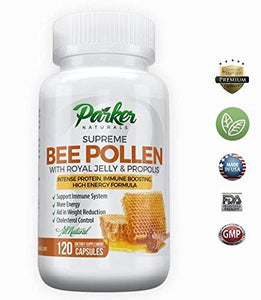 Best Bee Pollen, Royal Jelly and Propolis by Parker Naturals - Made by USA Bee Keepers - 120 Vegetarian Capsules - Guarantee or Your Money Back!