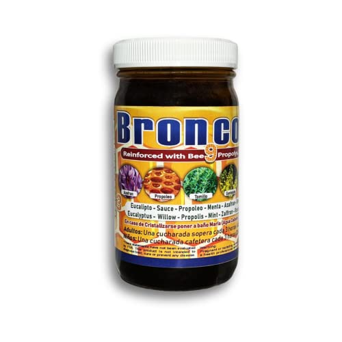 Broncosol Plus - Natural Honey Cough Syrup (Jarabe De Miel Para Tos) 7.5 oz. - (Reinforced With Propolis, Royal jelly, Eucalyptus, & Oxygen For Sore Throat/Cold/Allergy Relief)