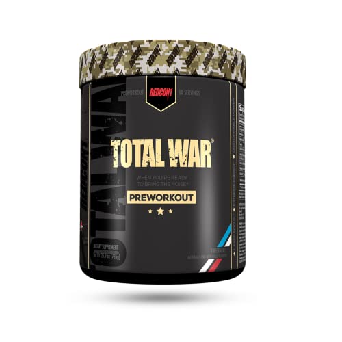 Redcon1 Total War Preworkout Powder - 50 Servings, Boost Energy, Increase Endurance and Focus, Beta-Alanine, 350mg Caffeine, Citrulline Malate, Nitric Oxide Booster - Keto Friendly (Firecracker)