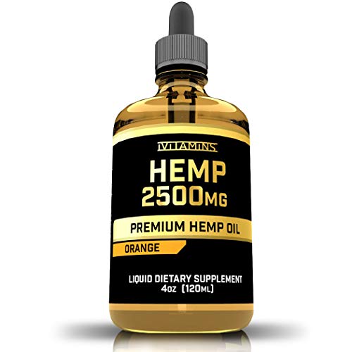 iVitamins Hemp Oil for Pain Relief :: 2,500mg 4 fl oz :: May Help with Stress, Pain, Sleep, Headaches and More :: Hemp Extract :: Rich in Omega 3,6,9 :: Orange Flavor