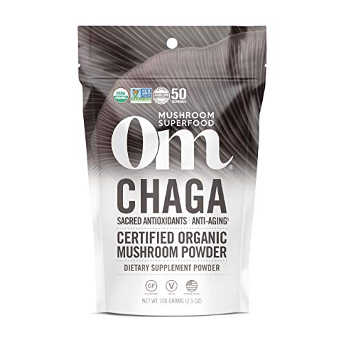 Om Mushroom Superfood Chaga Organic Mushroom Powder, 3.5 Ounce, 50 Servings, US Grown, Sacred Antioxidants & Immune Support, Superfood Mushroom Supplement