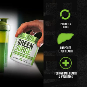 Green Surge Green Superfood Powder Supplement - Keto Friendly Greens Drink w/Spirulina, Wheat & Barley Grass - Green Tea Extract, Probiotics and Digestive Enzymes - Unflavored - 30sv