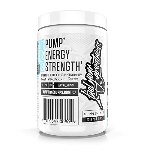 Ryse PRE Workout | Ryse Up Supplements | Fuel Your Greatness | Energy, Endurance, Focus, Next Level Pump, Citruline, Taurine, Arginine, CarnoSyn Beta Alanine, 20 Servings (Electric Lemonade)