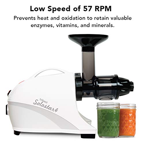Tribest SS-4200-B Solostar Single Auger Masticating Juicer, White