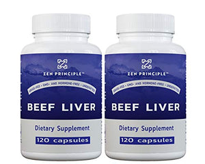 2 Pack (240 Capsules) Ultra-Pure Desiccated Beef Liver, Grass-Fed, Pasture-Raised Cows. No Hormones or GMO. Natural Energy and Workout Boost from Iron, Amino Acids, Protein and Vitamins. 240 Capsules