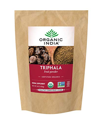 Organic India Triphala Powder - Immune Support, Digestion, Adaptogen, Colon Cleanse, Nutrient Dense, Vegan, Gluten-Free, Kosher, USDA Certified Organic, Non-GMO, Triphala Powder Organic - 1 Lb Bag