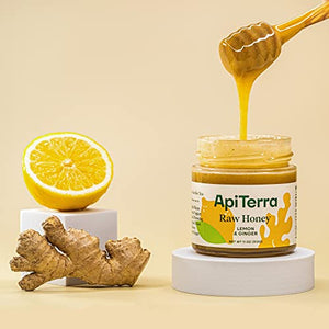 ApiTerra - Raw Honey with Lemon & Ginger , 11oz (pack of 3)