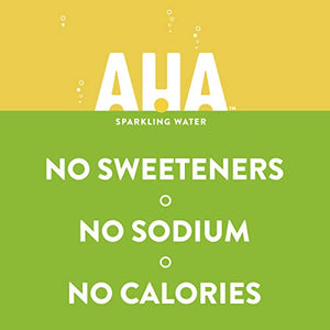 AHA Sparkling Water, Citrus + Green Tea Flavored Water, with Caffeine & Electrolytes, Zero Calories, Sodium Free, No Sweeteners, 12 fl oz, 8 Pack