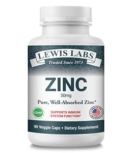 Zinc Supplement 50mg | Pure Zinc Citrate Vitamins for Adults for Immune Support, zinc 50mg, Metabolism, Acne, Skin Health & Energy | Powerful Herbal Antioxidant Supplement for Men & Women |90 Capsules