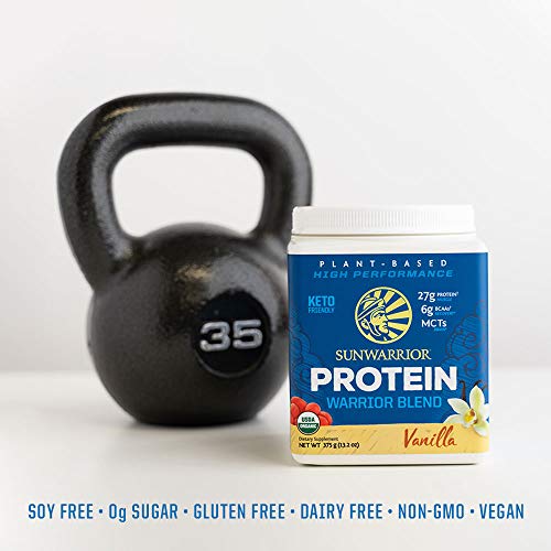 Sunwarrior Warrior Blend - Organic Vegan Plant Protein Powder with BCAAs and Pea Protein - Dairy Free, Gluten Free, Soy Free, Non- GMO, Plant Based Protein Powder, Sugar Free and Keto Friendly