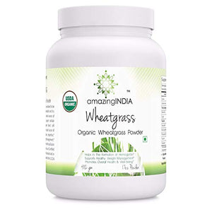 Amazing India USDA Certified Organic Wheatgrass Power (Non-GMO) 482 gm (16 oz ) *Helps in the Formulation of Hemoglobin , Supports Healthy Weight Management,Promotes Overall Health & Well-being *