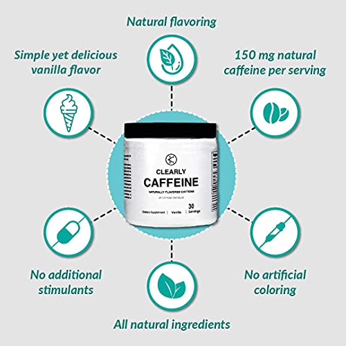 Caffeine and Kilos, Clearly Caffeine, 150mg Caffeine, Naturally Flavored for Smooth, Clean Energy, 0 Calorie Energy Drink Mix (30 Servings, Vanilla)