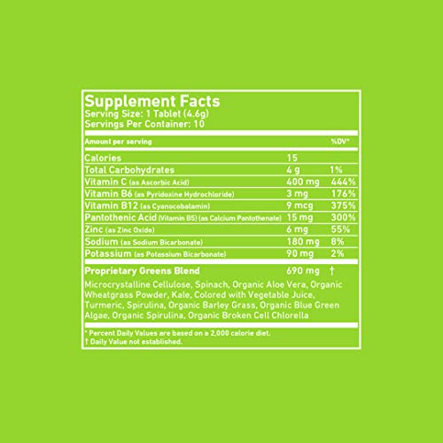 8Greens Immunity and Energy Effervescent Tablets - Packed with 8 Powerful Super Greens (Melon, 1 Tube/10 Tablets)