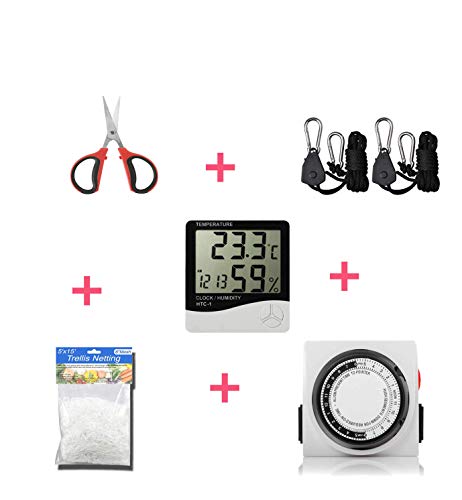 TopoGrow Grow Tent Complete Kit 300W LED Grow Light Full-Spectrum Indoor Hydroponics 36"X20"X63" Grow Tent 4" Ventilation Kit with Hangers,Hygrometer, Shear, Timer,Trellis Netting Full Setup