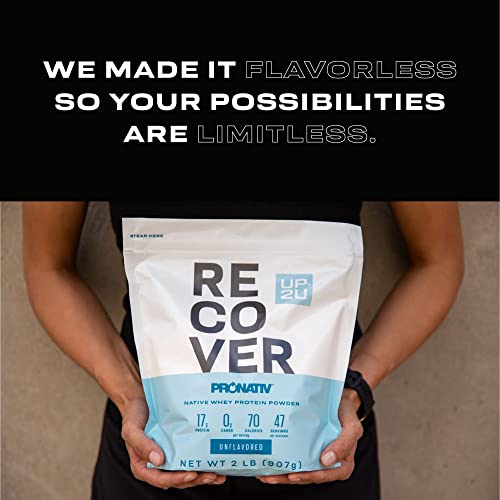 UP 2U Recover Native Whey Protein Powder, Unflavored, 2 lb (47 Servings) | US Farms, 1 Ingredient, Certified for Sports, Muscle Recovery in 30 Minutes, Backed by Science, No Carbs, Lactose Free