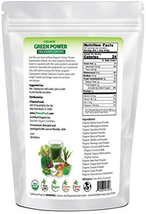 Organic Delicious Greens Superfood Powder - Barley Grass, Wheatgrass, Spirulina, Spinach, Broccoli, Coconut Milk, Ginger, Alfalfa Leaf, Beet Root, Tomato, Dulce Moringa - Raw Vegan Gluten Free - 1lb