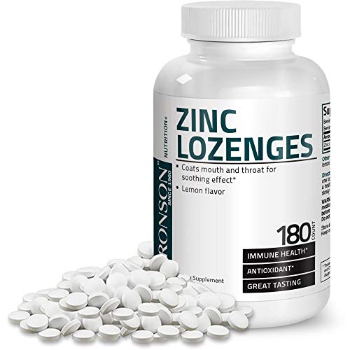 Bronson Zinc Lozenges Antioxidant & Immune Support Supplement Lemon Flavored, 180 Chewable Tablets