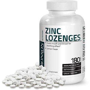 Bronson Zinc Lozenges Antioxidant & Immune Support Supplement Lemon Flavored, 180 Chewable Tablets